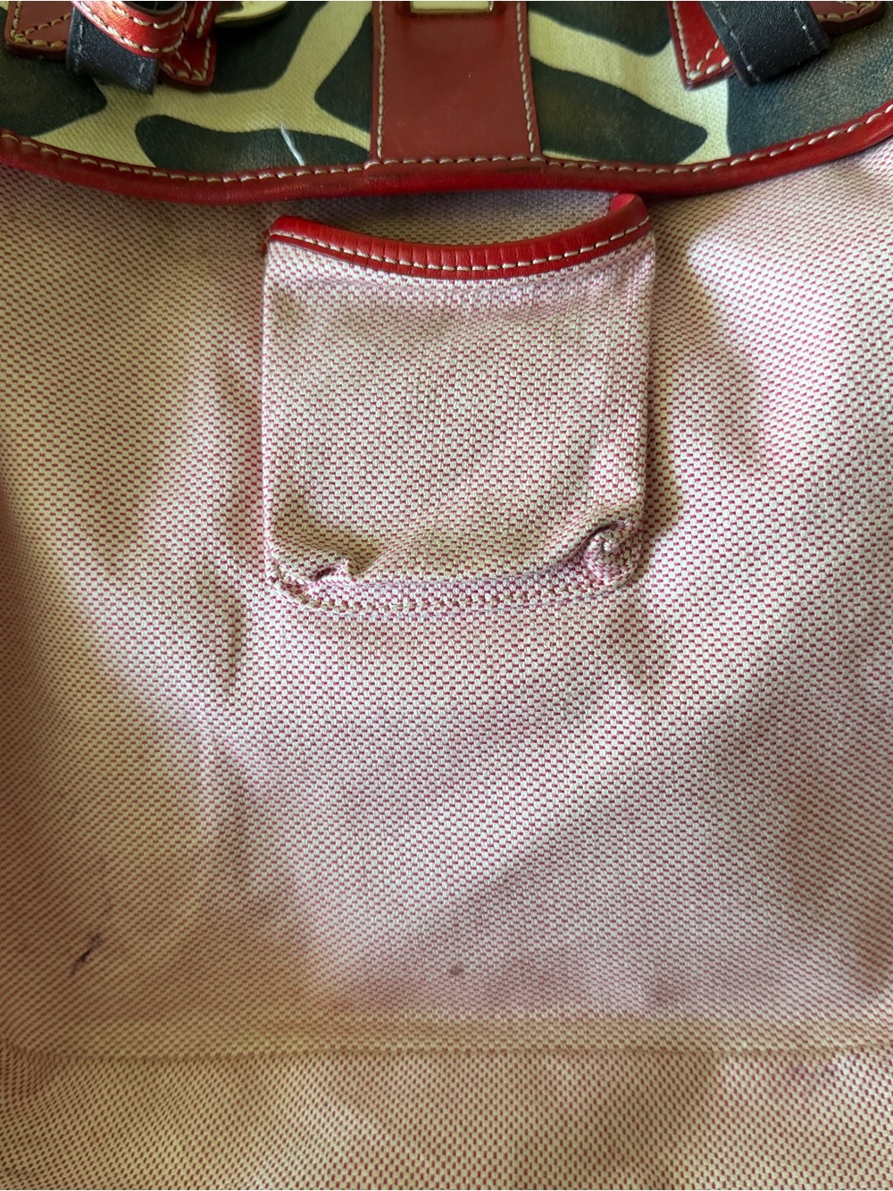 Dooney & Bourke Brown Giraffe-Print Tote with Red Trim - Picture 5 of 10